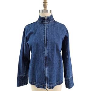 80s 90s Vtg Retro Bill Blass Jeans Denim Jacket Zip Style Sz L 100% Cotton